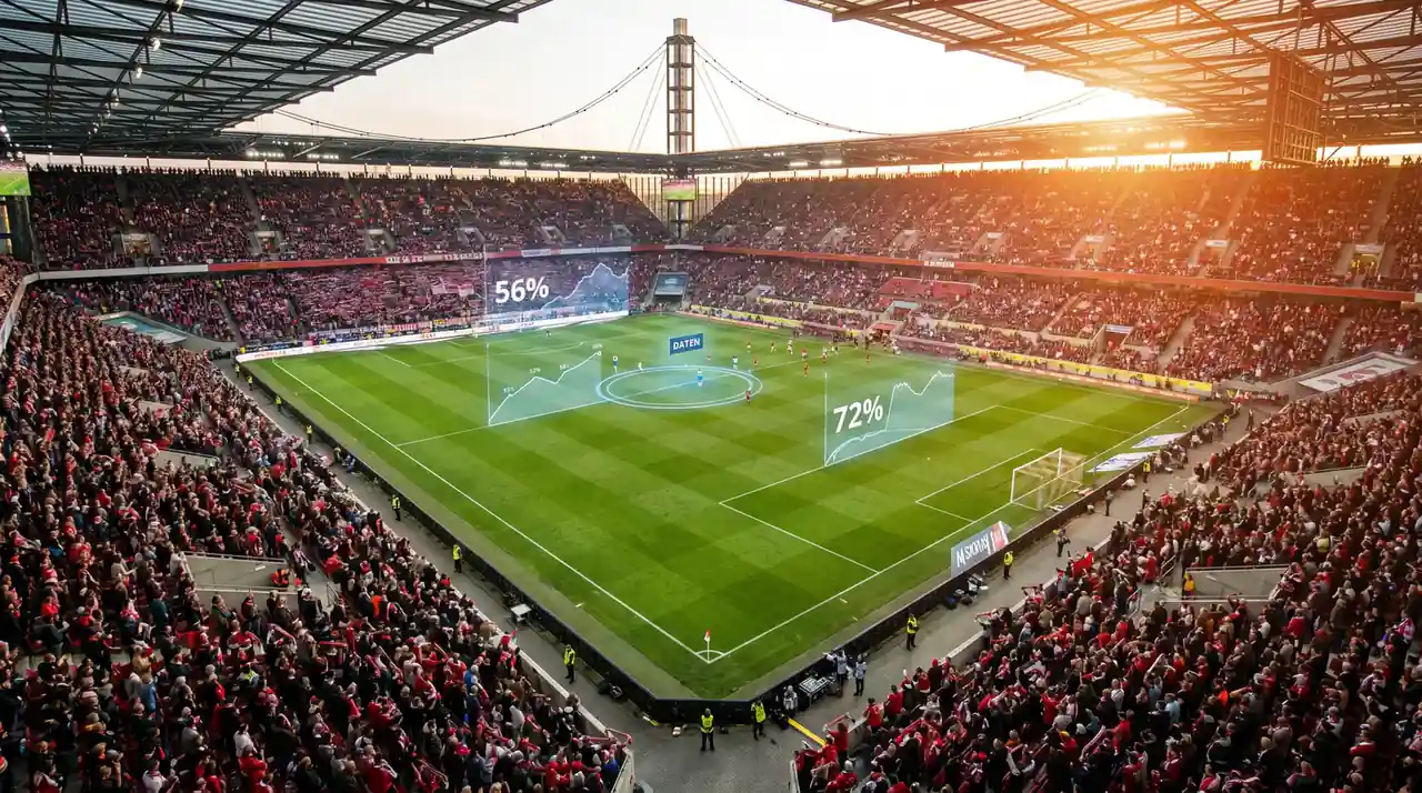 Bundesliga-Stadion mit Datenanalyse und Wettquoten-Visualisierung